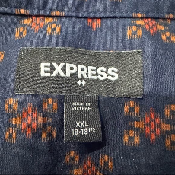 Express Black and Navy Patterned Casual Shirts long sleeve button down size XXL - Picture 6 of 9